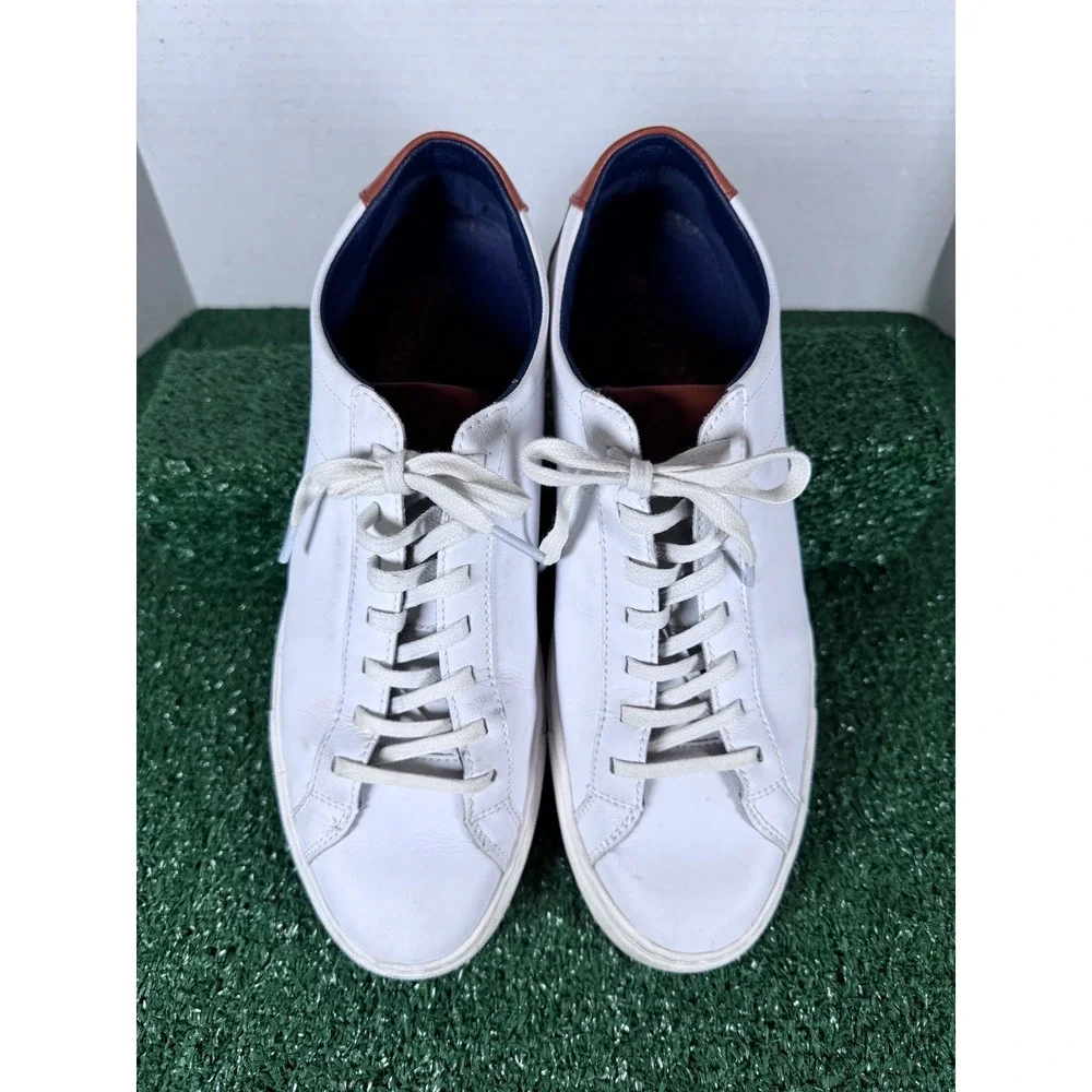 BYLT Mens White Leather Lace Up Fashion Sneakers‎ Casual Comfort Size 11